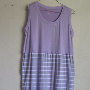 Cuddl Duds Purple Maxi Striped Summer/Spring Tiered Dress